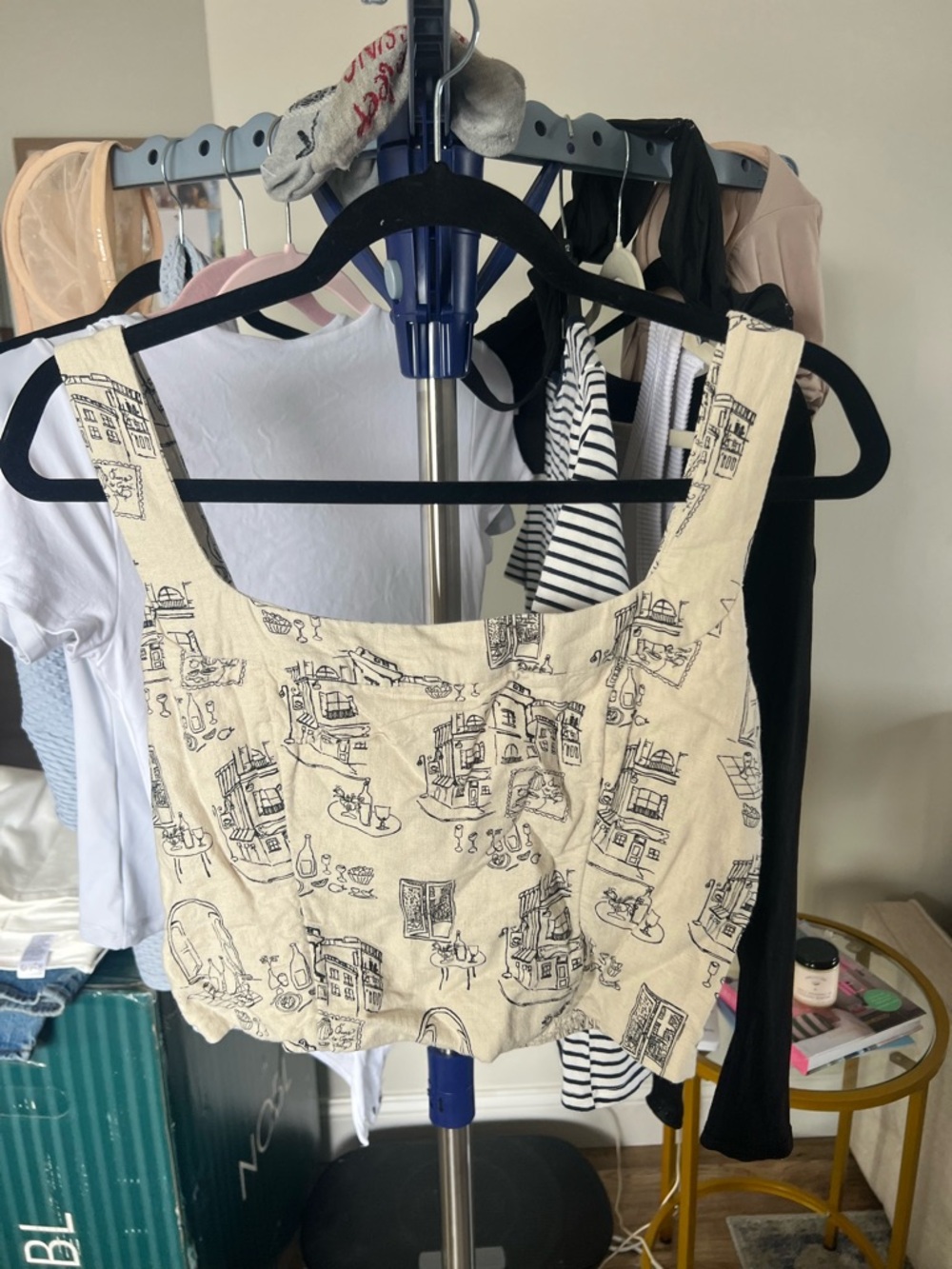 Abercrombie & Fitch Beige Printed Square-Neck Crop Top